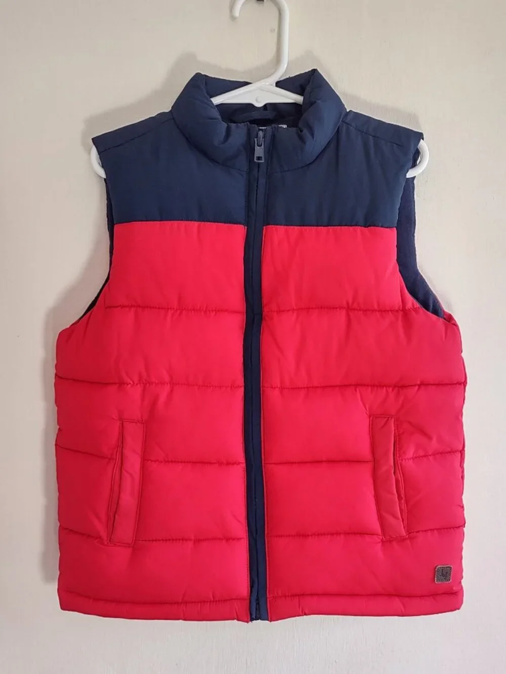 Janie and Jack Puffer Vest Size 5-6 Years Red & Blue Full Zip Pockets Unisex